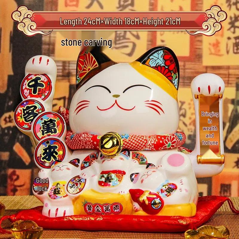 Automatic Waving Fortune Cat Figurine - New Style Housewarming Gift for Front Desk or Shop