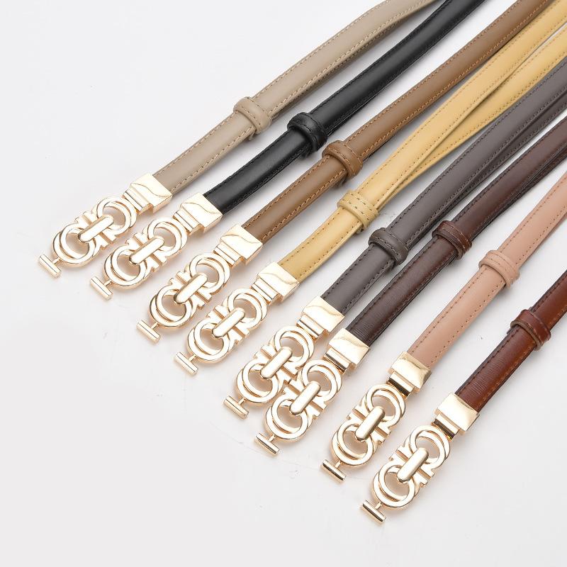 Fashionable Leather Thin Belt New Style Decoration with Skirt with Versatile Waist-length Punch-free Women's Suit Belt