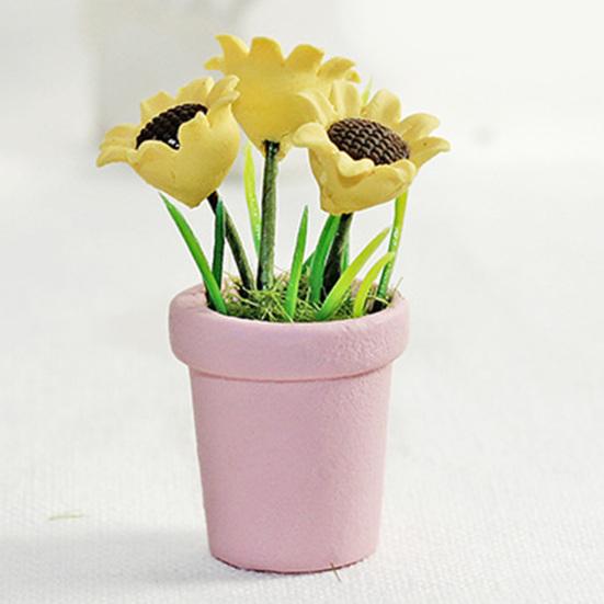 Miniature Sunflower Exquisite Imagination Cultivation Resin Doll House Mini Sunflower for Children