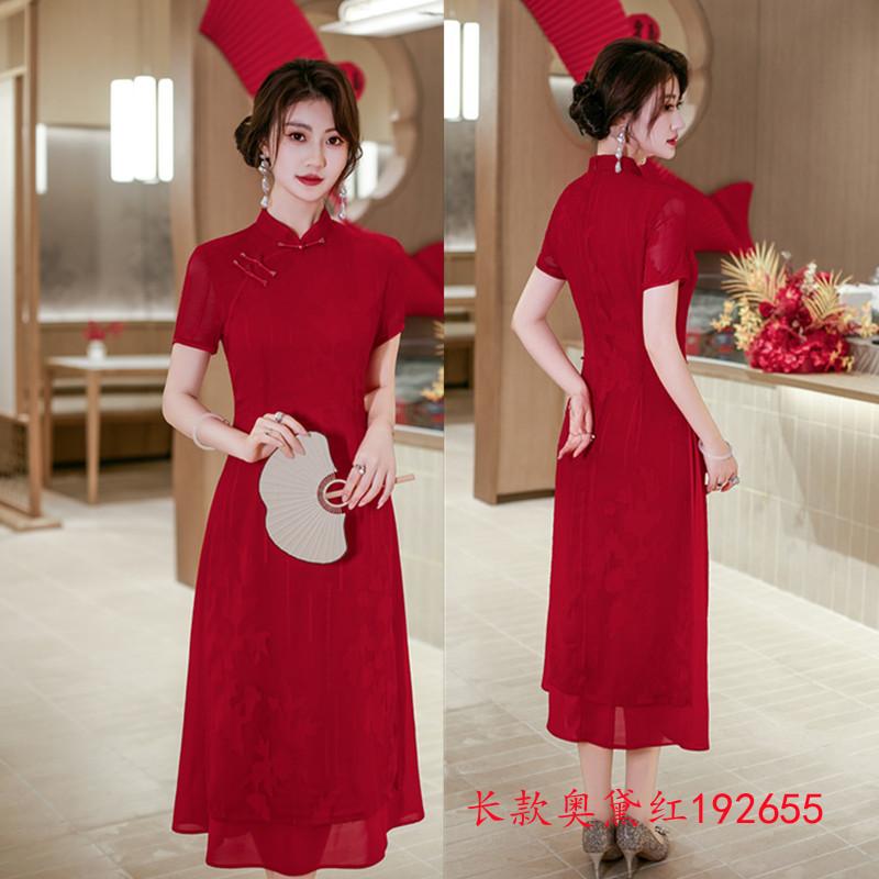 Fashion loose version long Aodai cheongsam dress women's 1011 summer new item covering meat and looking thin daily wear dress