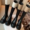 Grape mother studiolee color matching fashion round head thick sole thick heel medium long tube thin knight boots women autumn and winter