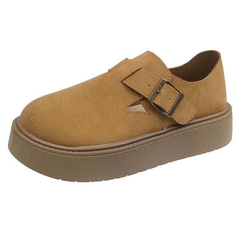 Retro platform lazy Polken single shoes women 2025 spring and autumn Korean version of the new one-pedal ugly cute big head single shoes women