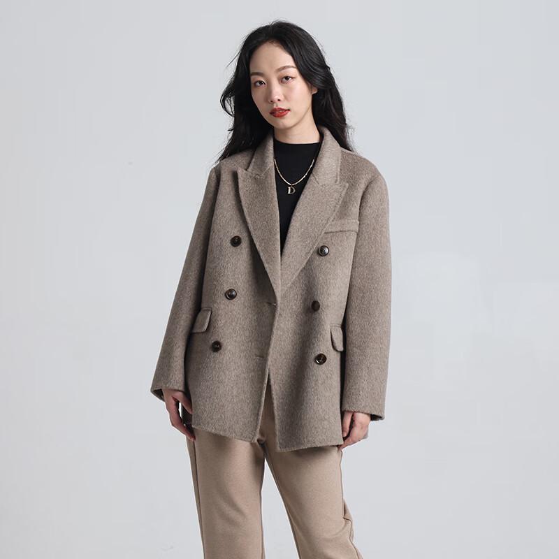 Yiliteng Damen Doppelseitiger Reiner Wollmantel