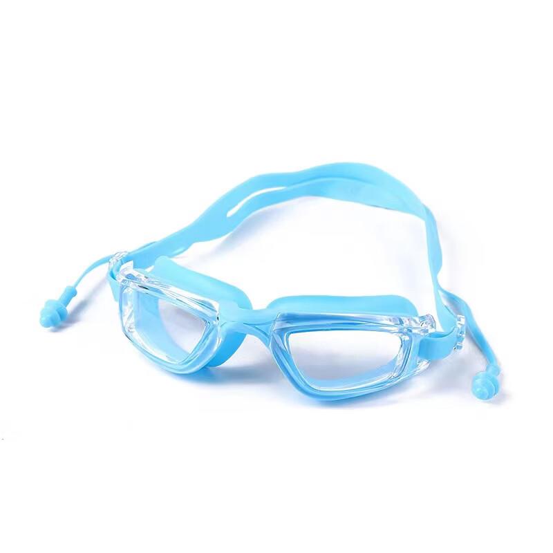 Anti-Fog Swim Goggles with Integrated Silicone Earplugs