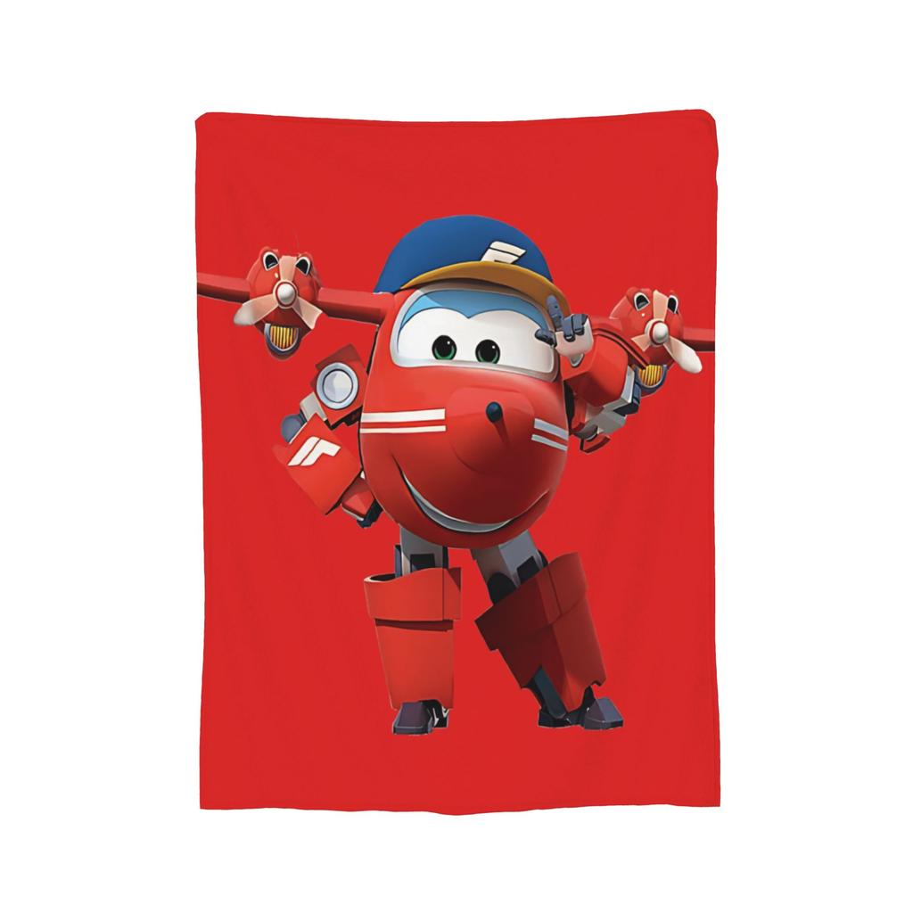 Super Wings Cartoon Flannel Blanket Car Robot Funny Throw Blanket for Sofa Bedding Lounge 150*125cm Rug Piece,
