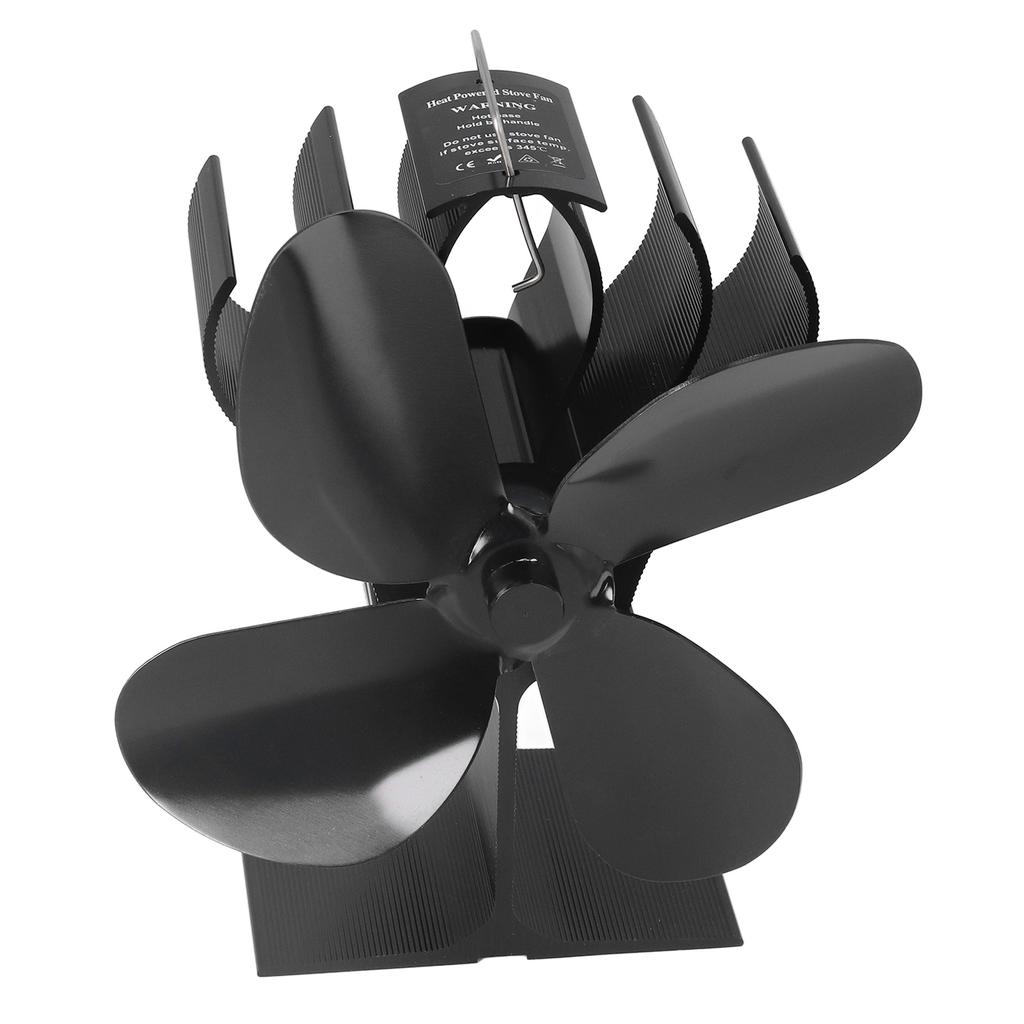 4 Blade Fireplace Fan Aluminium Alloy Heat Powered High Temperature Resistant Stove Fan for Home