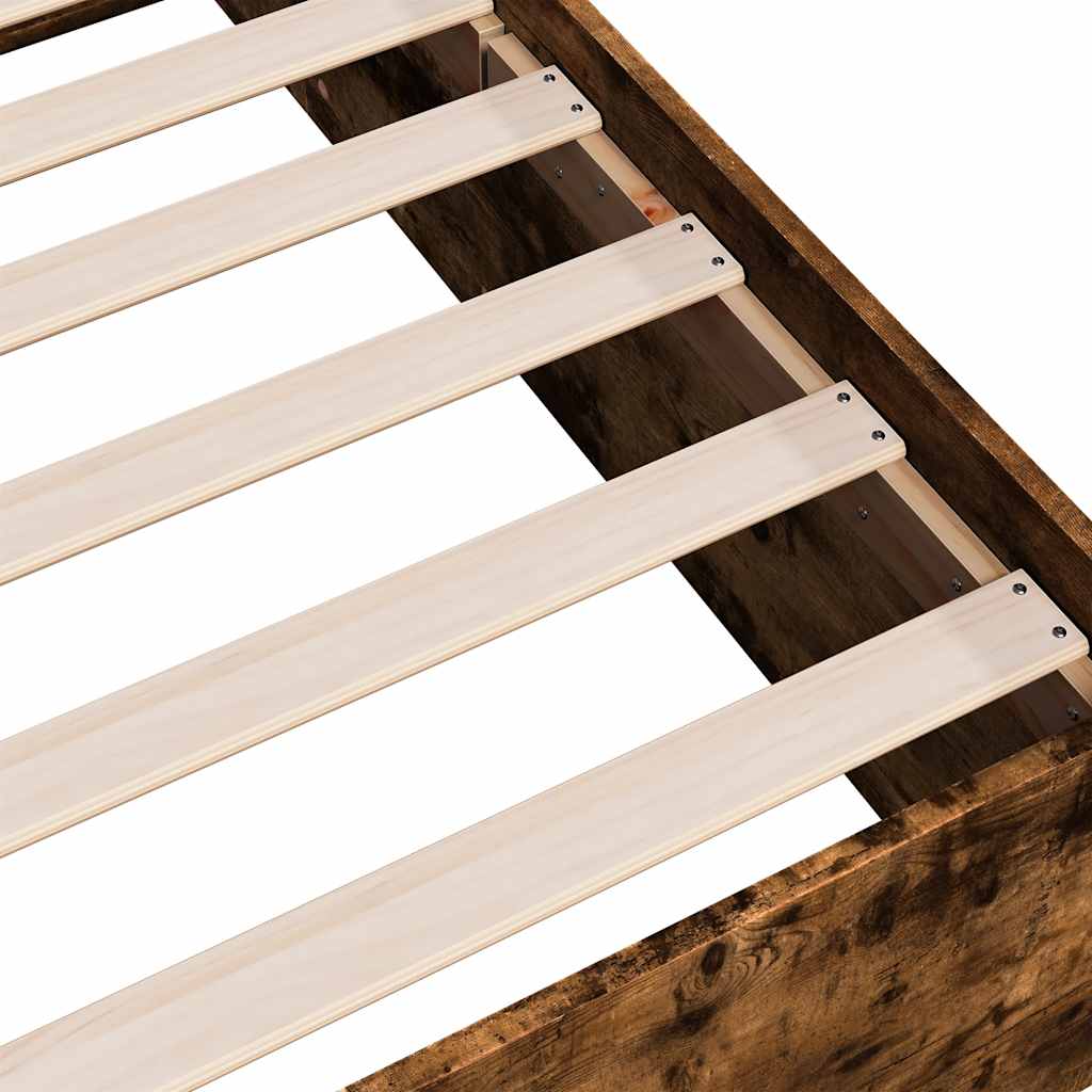 Bed Frame Smoked Oak 150x200 Cm Engineered Wood