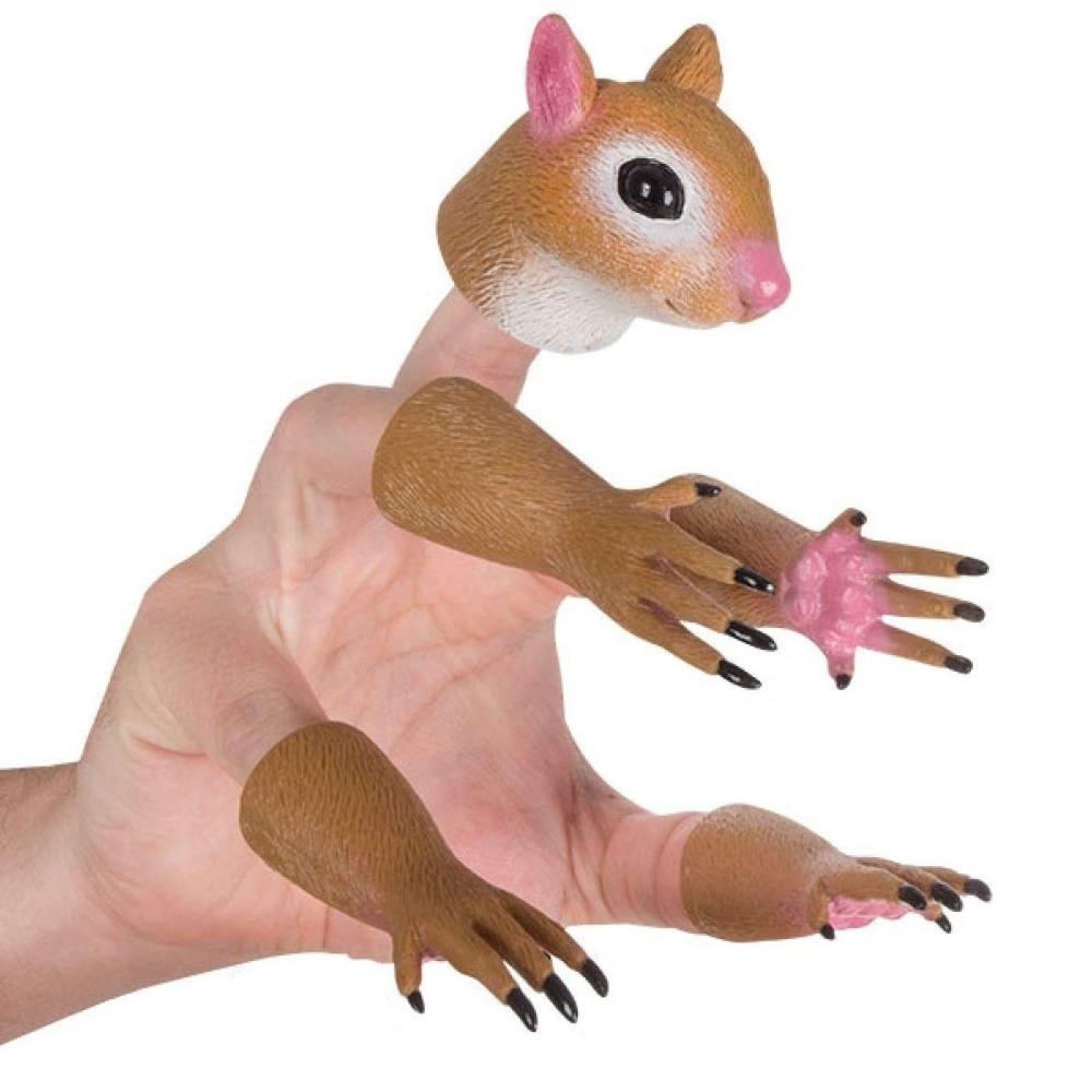 Soft Rubber Squirrel Finger Puppet Animal Shape Finger Puppet Toys Gifts Animal Hand Puppets