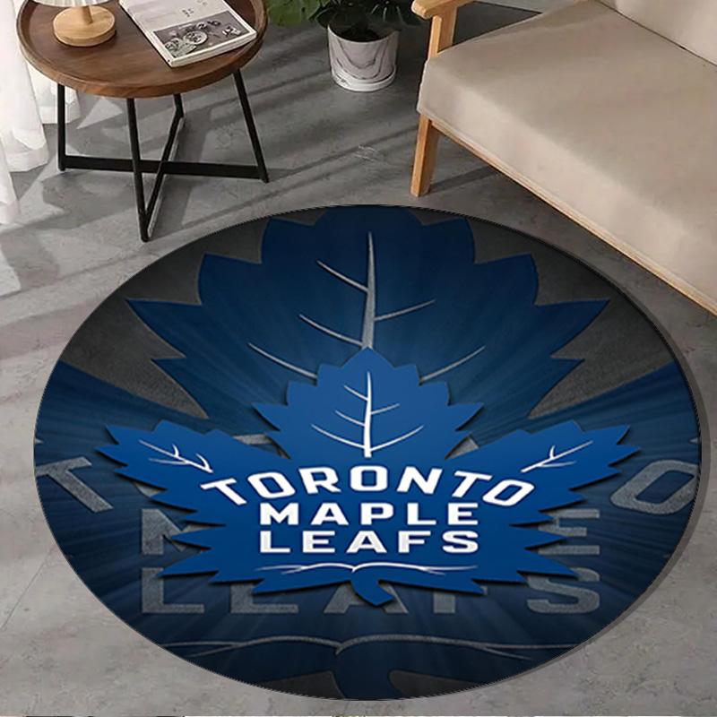 1PC Toronto Leafs Hockey Round Rug, Non-slip Chair Mat, Home Decor, Circle Carpet Perfect for Office, Bedroom, Living Room,Christmas gift