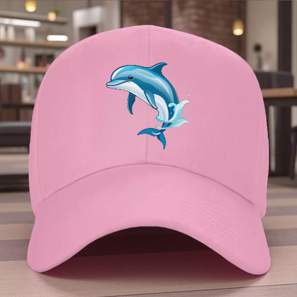 Dolphin Leaping Graphic Baseball Cap Adjustable Cotton Casual Sun Hat for Adults Unisex