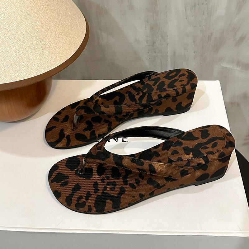 

Gentle flip-flops summer new temperament elegant purple thick bottom heightening with skirt sandals 40 цветной печати леопарда