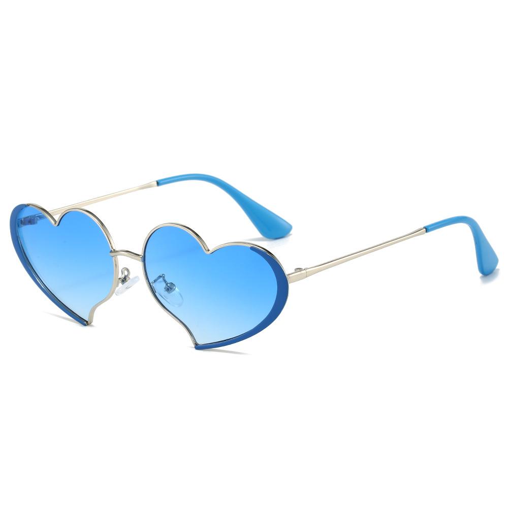 European and American Personalized Metal Fashion Heart-Shaped Glasses Sweet and Cute Women's Love Sunglasses