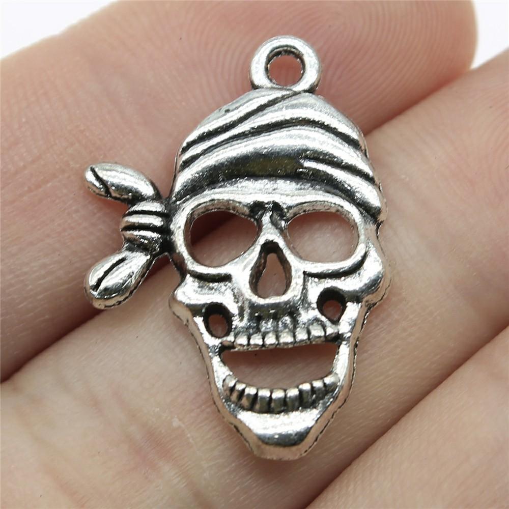 20pcs Skull Charms Antique Silver Color Cute Skull Charms Pendants For Bracelets Bat Skull Charms Making Jewelry