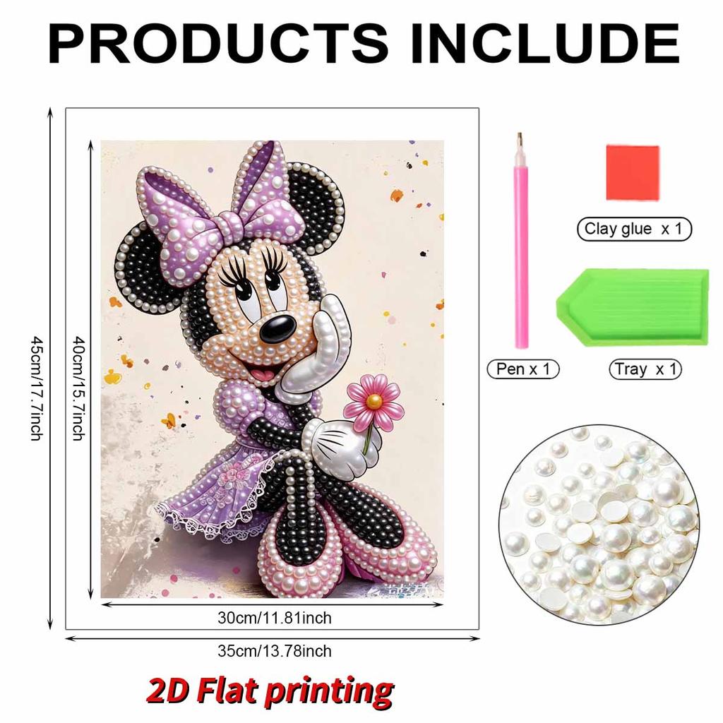 Disney Pearl Painting Minnie DIY Pearl Art Design Handmade Gifts Suitable for Wall Decoration, Home and Office Environment