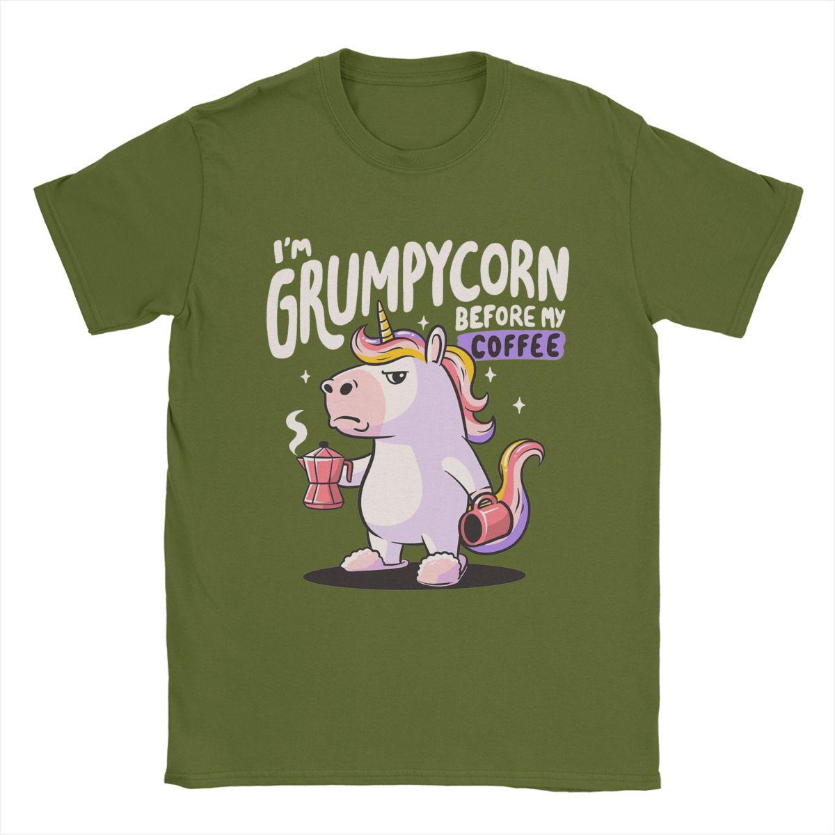 

Чоловіча Жіноча Футболка Grumpycorn Милий Буркотливий Єдиноріг Кава Подарунок Сорочка Вбрання Новинка Бавовняна Футболка Футболка Одяг Графічний Друк M армія зелений колір