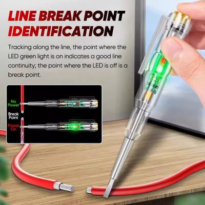 Smart Voltage Tester Pen with Self-Test Button Dual LED Lights Breakpoint Finder Screwdriver Tip Voltage Detection Pen
