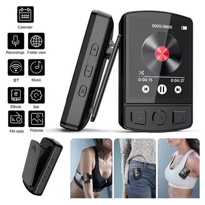 Lettore MP3 Portatile Sport Clip Walkman Suono HiFi Compatibile Bluetooth 5.0 Studente Walkman Schermo da 1,8 Pollici con Radio FM E-Book