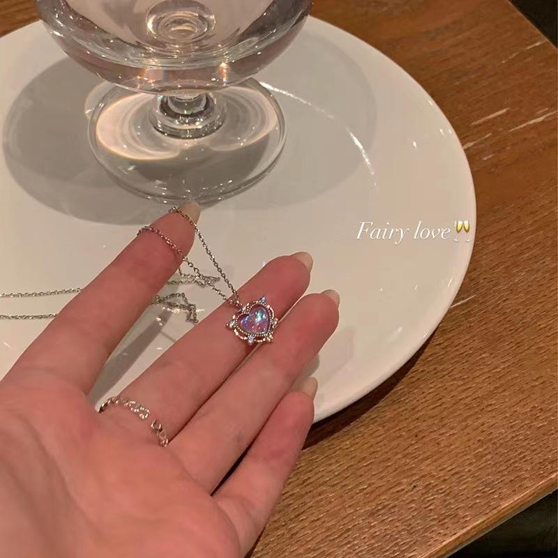 

Korean Fashion Vintage Blue Crystal Pendant Silver Color Cosmic Star Chain Neck Necklace for Women Wedding Aesthetic Jewelry