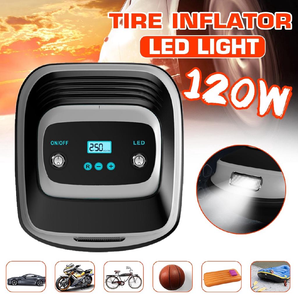 120w DC 12V Portable Car Air Pump Light LED Digital Tire Pump LCD Display Auto Air Compressor Car Motorcycle