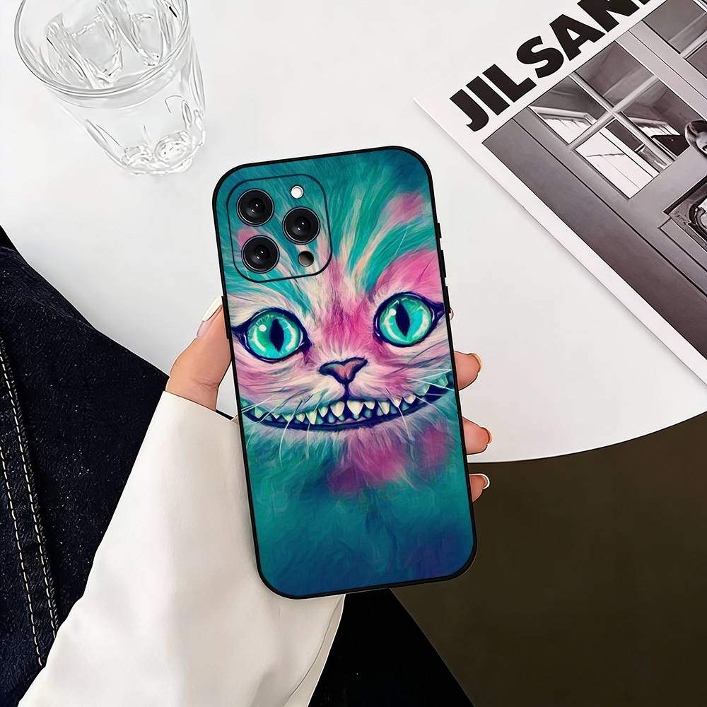 Cool C-Cheshire Cat  Phone Case For iPhone 17,16,15,14,13,12,11 Plus,Pro Max,XS,Soft Silicone Black Cover iPhone14Pro