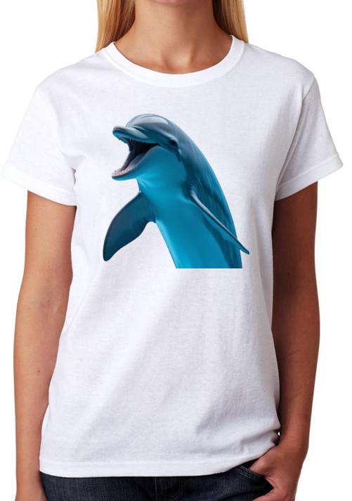 Dolphin T-Shirt Ladies Fitted Tee Womens Top S