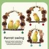 Wooden Parrot Swing, Log Bird Standing Pole Play, Grinding Mouth Mountain Pineapple Pinecone Nut Chewing String Parrot Toys