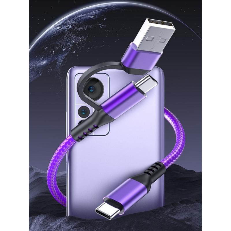 60W Fast Charge USB C Cable for Phones Nylon Braided Charging Cord Data Wire Line with Wide Compatibility 1m