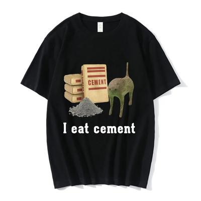 I Eat Cement Cat Funny Meme T Shirt Men Women Clothing Fashion Vintage Short Sleeve T Shirts High Quality Cotton Loose T-shirts