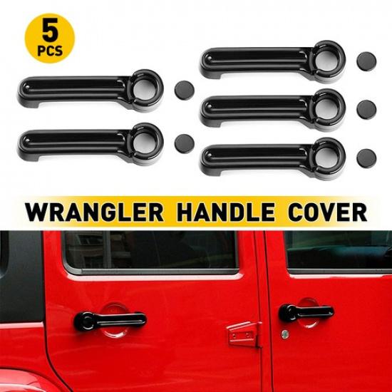 For 07-17 JEEP Wrangler JK Black 4Dr Door Exterior Handle & Tailgate Cover Trim