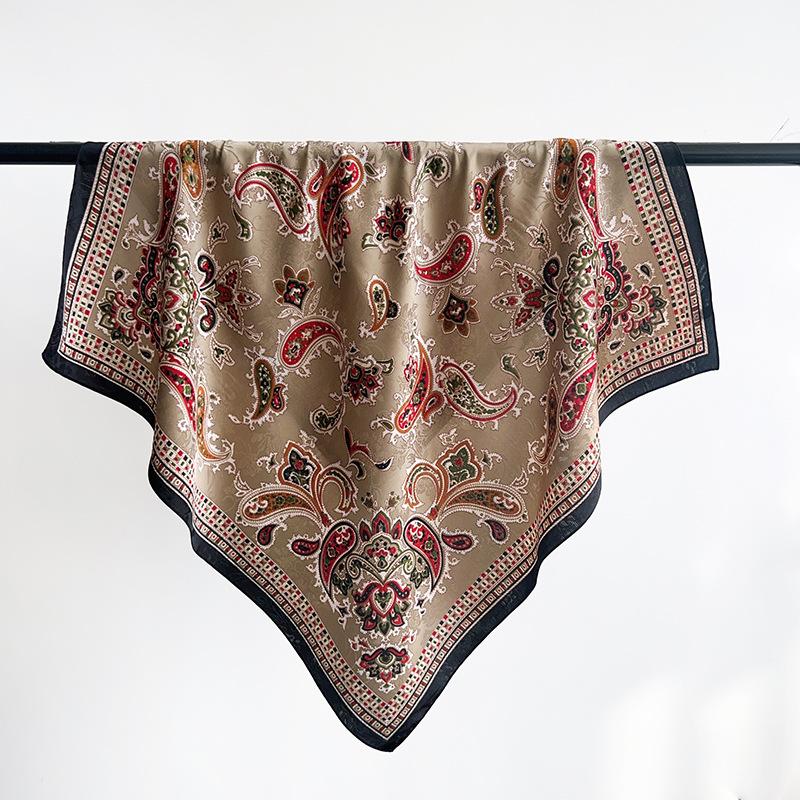 Retro cashew flower small square scarf jacquard silk scarf women's matching shirt neck protector neck thin scarf waist scarf shawl