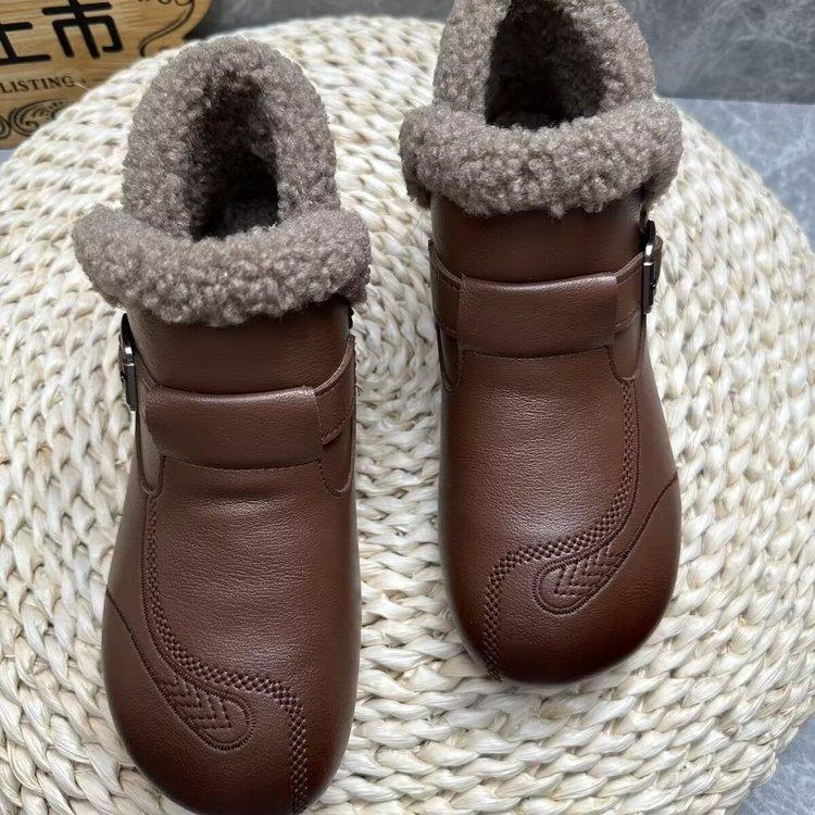 Winter cotton shoes velvet warm short boots women's shoes elderly flat non-slip short boots winter shoes