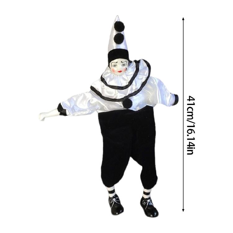 16 Inch Porcelain Harlequin Doll Props Art Ornaments Collectible Table Desk Decors with Costume Clown Dolls