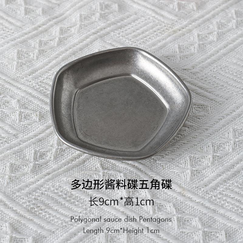 Korean Style Stainless Steel Seasoning Plate Sauce Dish Hot Pot Seasoning Roast Meat Sauce Western Restaurant BBQ Tableware