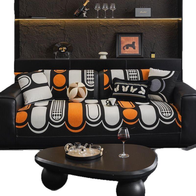 Special-Shaped Sofa Cushion, Universal Sofa Cover For All Seasons, Light Luxury, High-End Fixed Non-Slip Straight-Row Leather Sofa Seat Cushion
