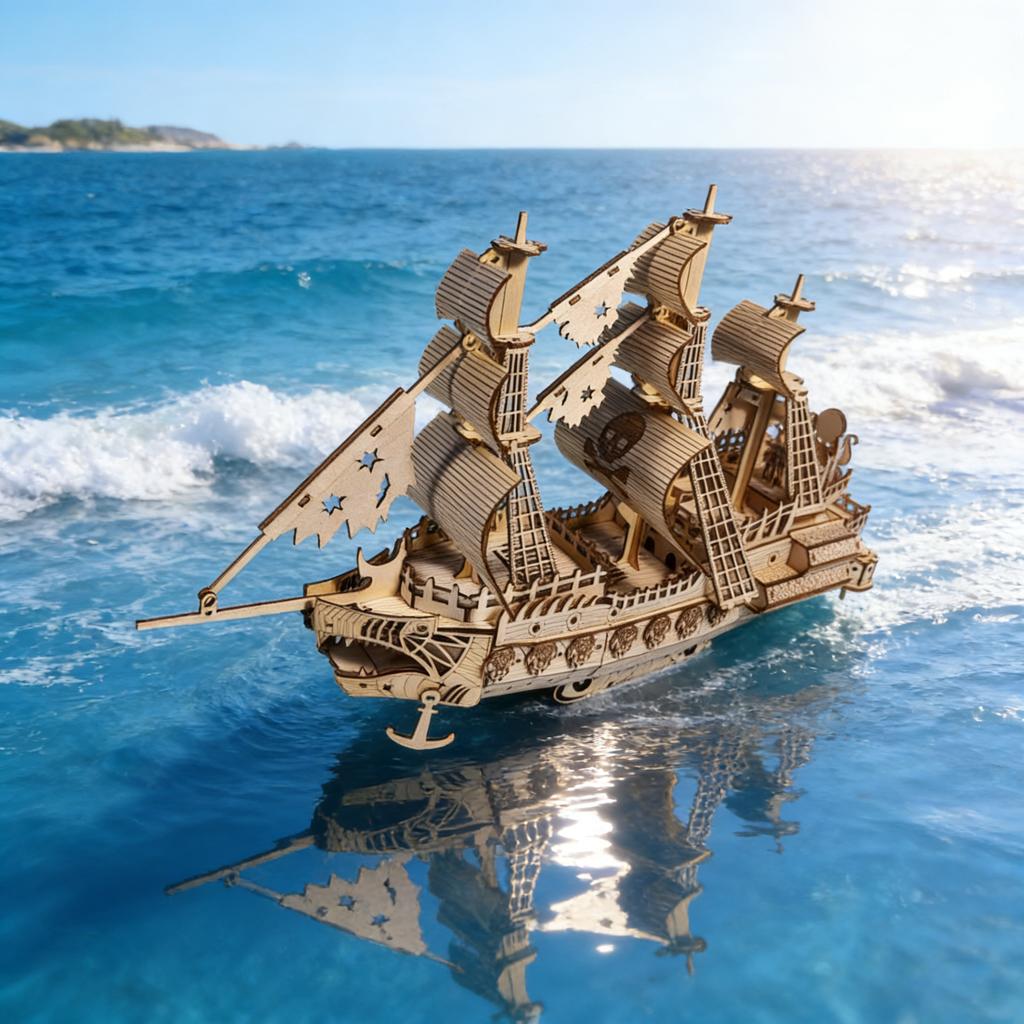 Dutch Ship 3D Wooden Puzzle Scale Miniature DO-IT-YOURSELF Miniature Kit Handcrafted Present Home Decor Assembly Toy