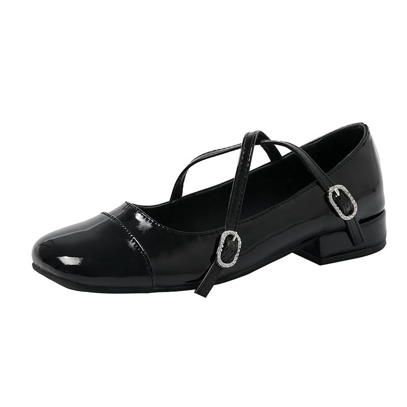 

Мода 2024 Бренд Женская обувь Мэри Джейн Женские туфли на высоком каблуке Модные туфли-лодочки с ремешком и пряжкой Женские Новые туфли на каблуке с квадратным носком Женские Zapatos 42 чёрный