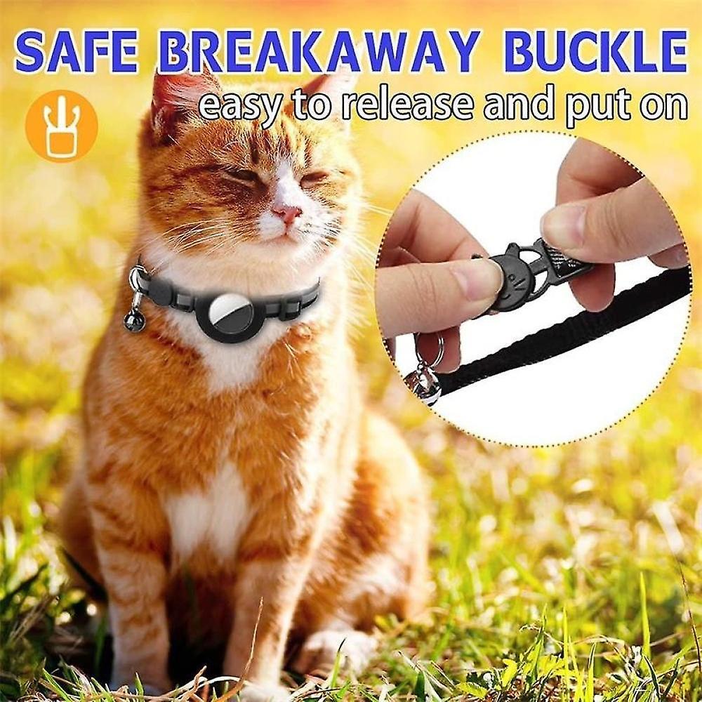 Airtag Cat Collar, Reflective Airtag Cat Collar With Bell And Silicone Waterproof Airtag Holder