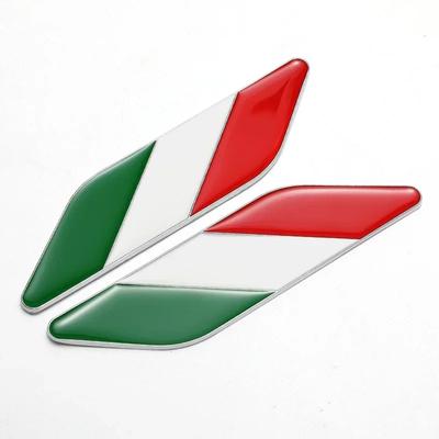 2Pcs Metal Italian National Flag Side Fender Emblem Badge Decals Car Sticker Accessories