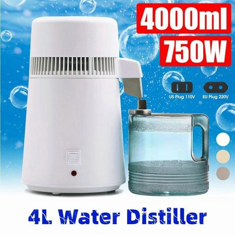 750W 4L Water Distiller Machine Household Distilled Pure Water Machine Distillation 304 Stainless Steel Water Distiller