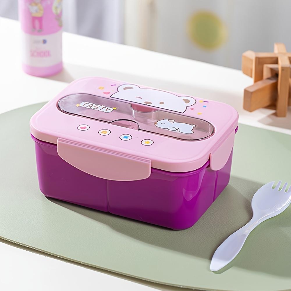 

1pc Rectangular 3-Grid Sealed Lunch Box, Kitchen Fresh-Keeping Box, Portable Picnic Food Container, Bento Box, Microwave Oven Safe розовый