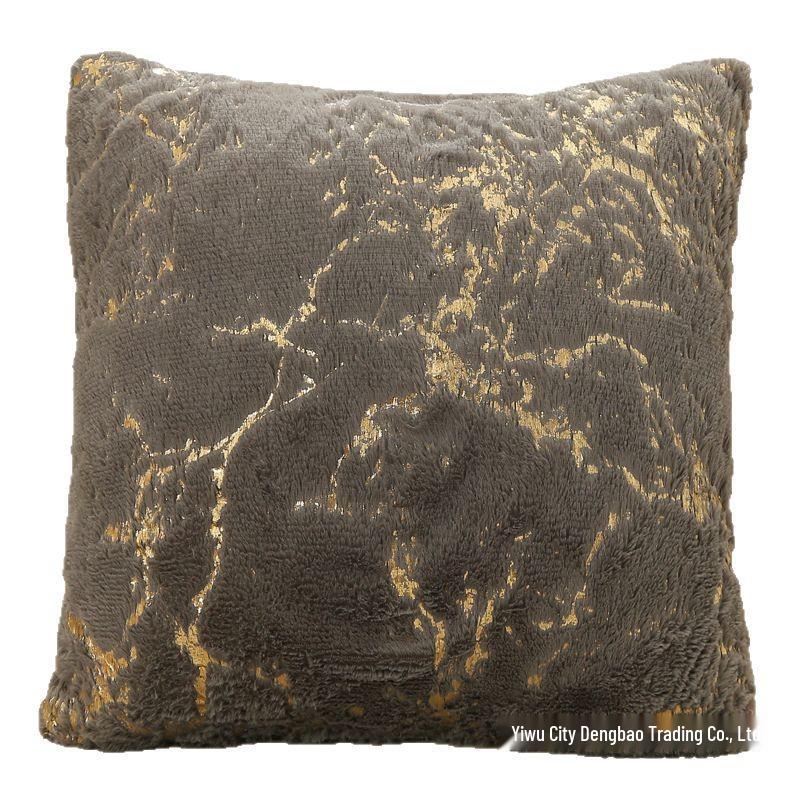 High-End Retro Marble Pattern Throw Pillow for Sofa - Plush, Simple Square Cushion Cover 42x42cm (Without Insert) бежевый