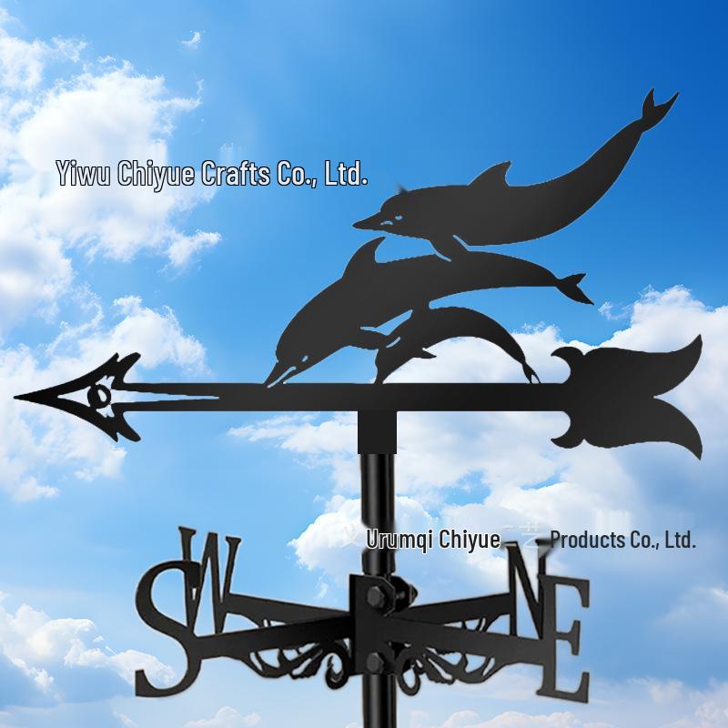 Weather Vane Ornament: Outdoor Wrought Iron Spray-Painted Roof Decoration Metal Craft