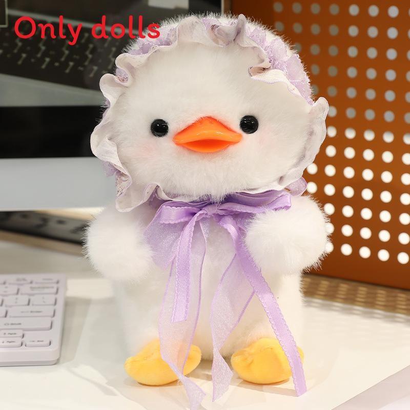 Duck Cartoon Lolita Plush Doll Wearing Hats And Bow Decorations For Kids Gift