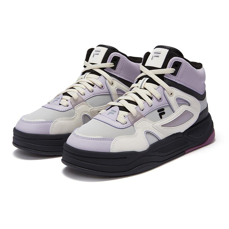 FILA Fusion Bank II Mid We Versatile Fleece Low-Top Skate Shoes Women sneaker Gray Purple T12W442908FVI