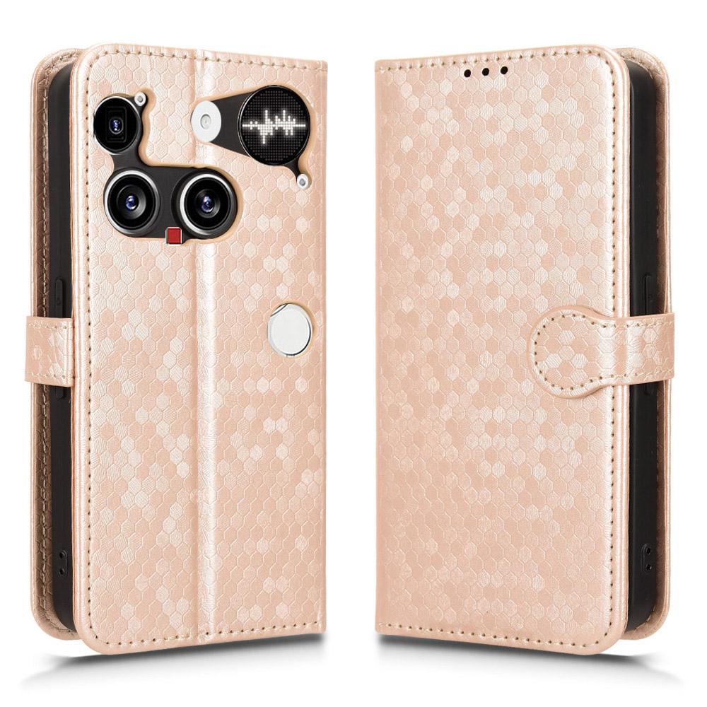 For Nothing Phone (3) 5G Wallet Case Dot Pattern Imprint PU Leather Phone Cover with Wrist Strap