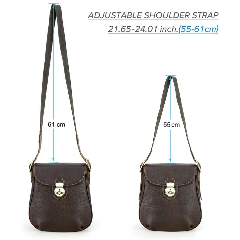 Men Top Grain Crazy Horse Leather Crossbody Bag Multi-Zipper Pockets Vintage Texture