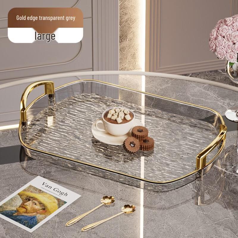 PET Plastic Light Luxury Serving Tray with Handles