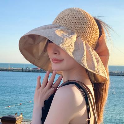 Fashion Breathable Bucket Hat Wide Brim Face Neck Protection Beach Sun Cap Large Bowknot Visor Hat Summer
