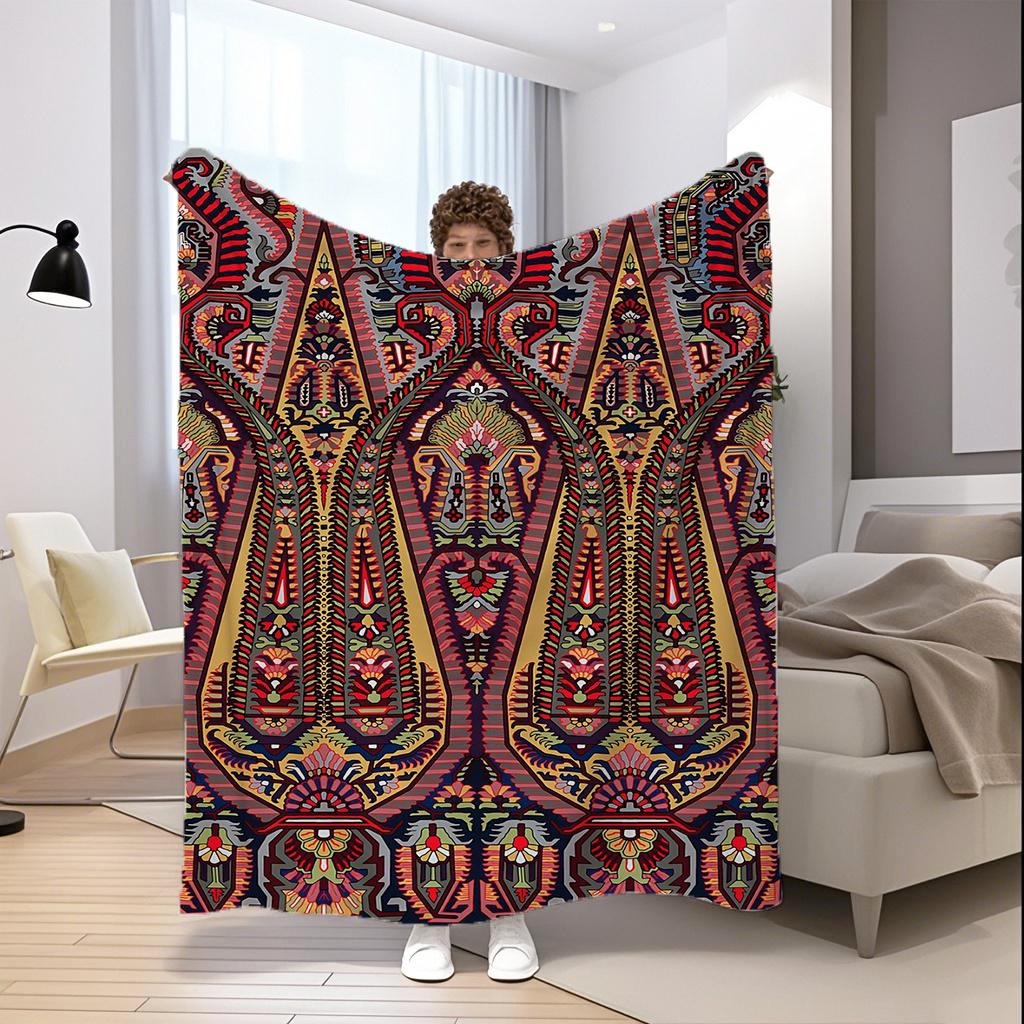 Colorful Ethnic Pattern Microfiber Flannel Cover Blanket Bedroom Living Room Sofa Soft And Comfortable Home Decoration