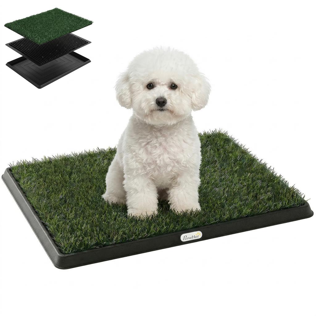 Dog Mat with Tray and Artificial Grass, 63 x 50.5 cm, Green
